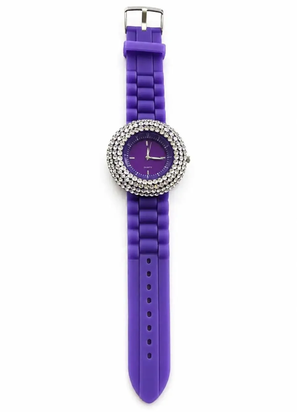 Purple Rhinestone Bling Statement Quartz Watch Y2K Glam Oversized